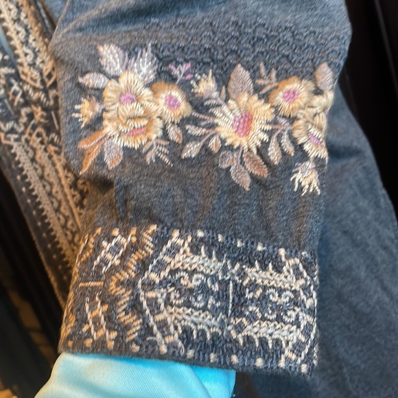 Johnny Was Long Embroidered Cardigan Gray - Picture 6 of 10
